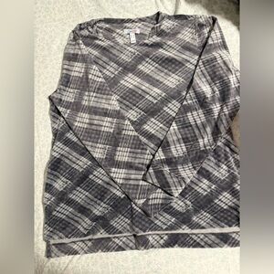 Gray Plaid Long Sleeve top fluffy